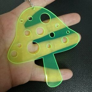 Large Green Acrylic Mushroom Earrings, Neon Retro Statement Jewelry